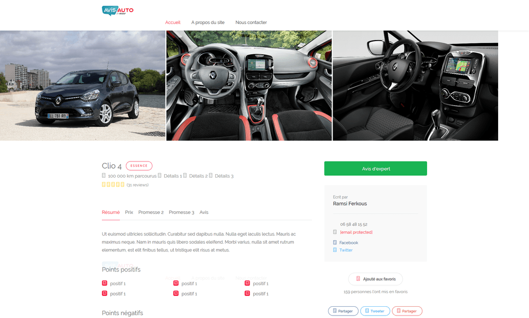 Avis-Auto.fr — fiche véhicule Clio 4, photos, notation et points positifs/négatifs