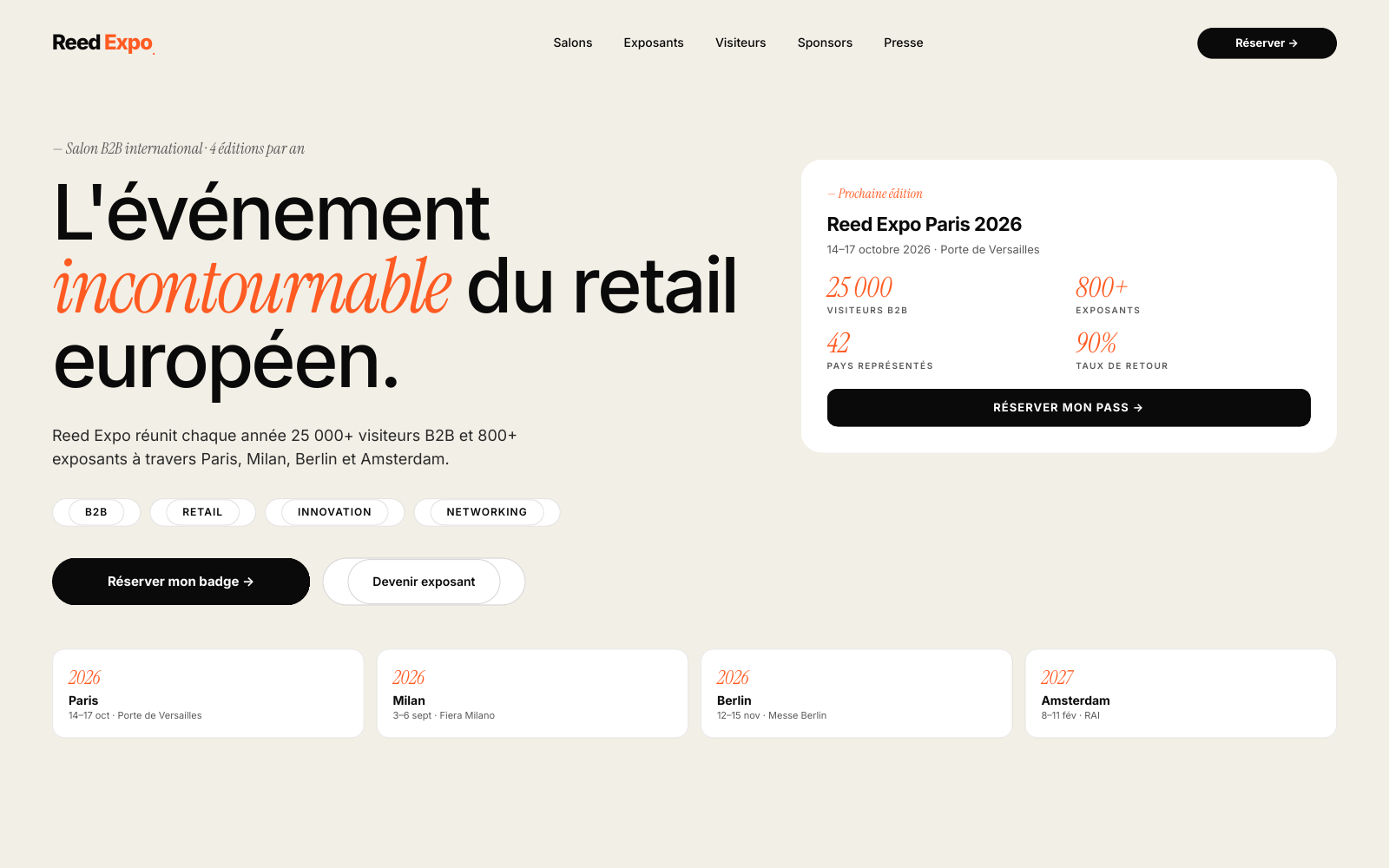 Reed Expo Salon MPV — landing page B2B événement par RYADESIGN